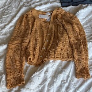 Wilfred Honeycomb Knit Cardigan in Mustard